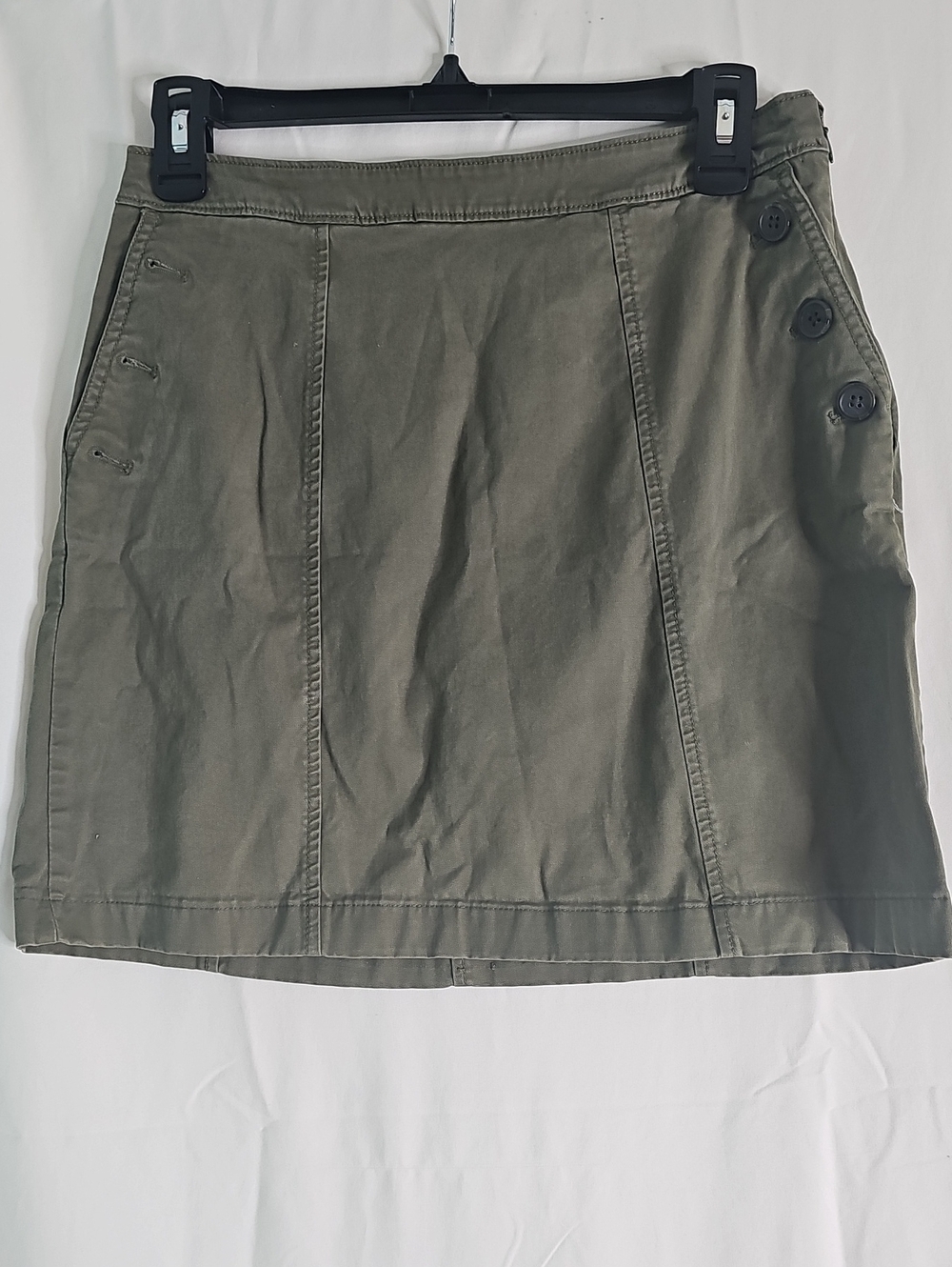 Banana Republic Olive Green Mini Skirt with Side Buttons